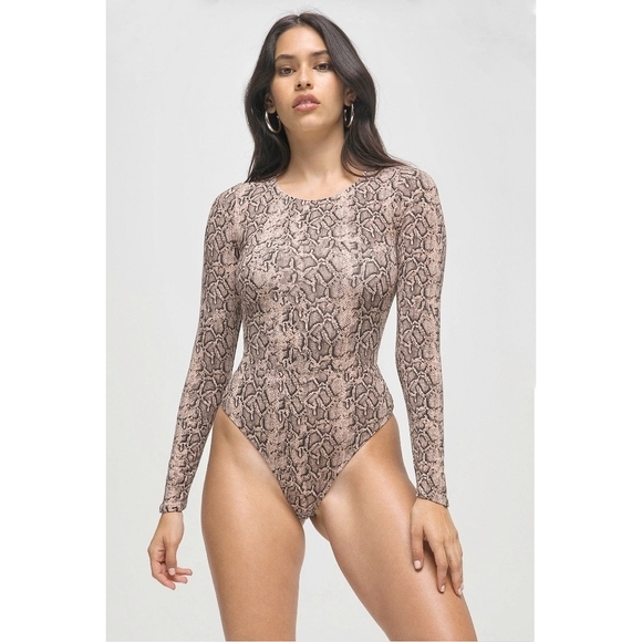 NEW Good American | Snakeskin‎ Bodysuit Lon… - Picture 1 of 6